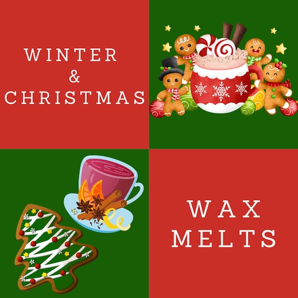 Christmas Scent Wax Melts, Three Wise Men, Holiday Wassail, Peppermint Wax, Christmas Tree, Winter Holiday Wax Melts, Strong Scented Melts