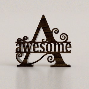 Split Letter Monogram Swirls: Laser Cut Files (SVG, PDF, CDR)
