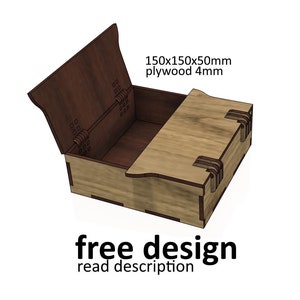 Box 150x150x54mm for 4mm plywood. Laser cut files SVG, DXF, CDR Digital product