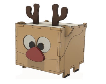 Christmas Deer Box: Laser Cut Files SVG, DXF, CDR (Digital Product)