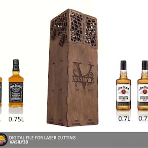 Geschenkbox für Whisky. 3mm, 1/8zoll, 4mm, 5mm. Lasercut-Dateien SVG, PDF, CDR Digitales Produkt