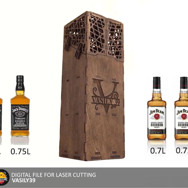 Geschenkbox für Whisky. 3mm, 1/8zoll, 4mm, 5mm. Lasercut-Dateien SVG, PDF, CDR Digitales Produkt