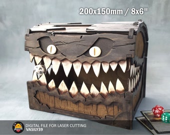 Big mimic chest 3mm, 1/8in, 3.6mm, 4mm, 4.5mm, 5mm. Laser cut files SVG, PDF, CDR Digital product