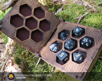 Dice box. 3mm, 1/8inch, 4mm, 5mm. Laser cut files SVG, PDF, CDR Digital product