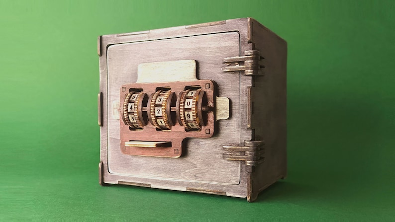 Safe with combination lock. 1/8inch (3.175mm). Laser cut files SVG, PDF, CDR Digital product image 9
