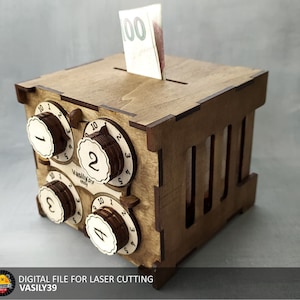 Combination Lock Safe: Laser Cut Files (SVG, PDF, CDR)