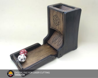 Dice tower 00143. 3mm, 1/8inch, 3.6mm, 3.7mm, 4mm, 4.5mm, 5mm. Laser cut files SVG, PDF, CDR Digital product