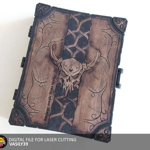 Book box 00140. 3mm, 1/8inch, 3.6mm, 4mm, 4.5mm, 5mm. Laser cut files SVG, PDF, CDR Digital product