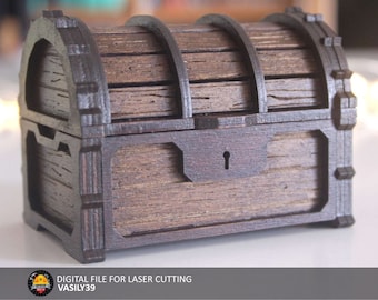 Mini Treasure Chest Laser Cut Files: SVG, PDF, CDR (Digital Product)