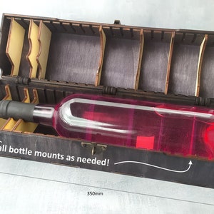 Universal wine box for 0.75L. 3mm, 1/8inch, 4mm, 4.5mm, 5mm, 6mm, 1/4inch. Laser cut files SVG, PDF, CDR Digital product