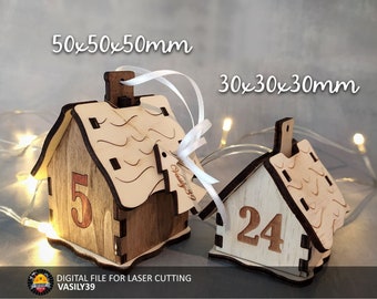 Advent Calendar Laser Cut Files: House Design SVG, PDF, CDR (Digital Product)