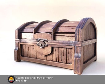 Treasure Chest Laser Cut Files: SVG, PDF, CDR (Digital Product)