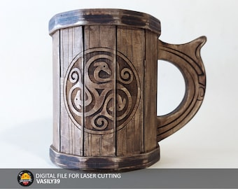 Laser Cut Wooden Mug SVG: CNC Files for Engraving (Digital Download)