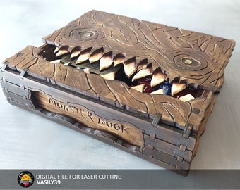 Monster Book Box A6 Laser Cut Files: SVG, PDF, CDR (Digital Product)