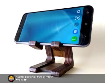 Laser Cut Phone Stand SVG DXF CDR Files (Digital Product)