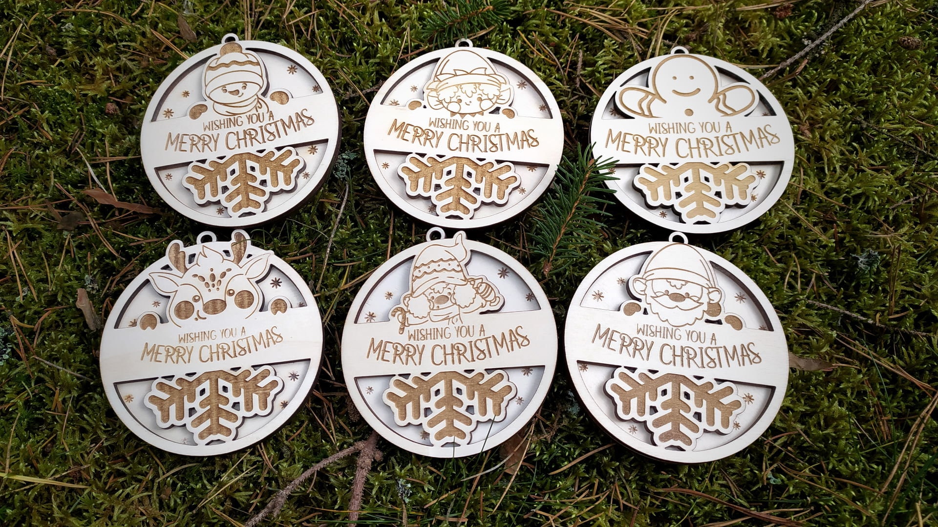 6 Christmas Ornaments. Laser Cut Files SVG PDF CDR Digital  Etsy