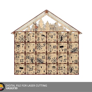 Laser Cut Advent Calendar SVG: Christmas Village Design (Digital Product)