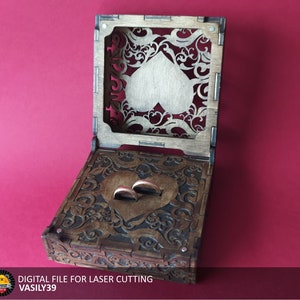 Engraved Wedding Ring Box: Laser Cut Files (SVG, PDF, CDR)