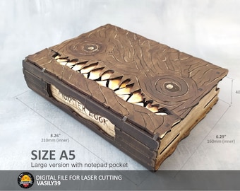 Monster Book A5 Laser Cut Files: SVG, PDF, CDR (Digital Product)