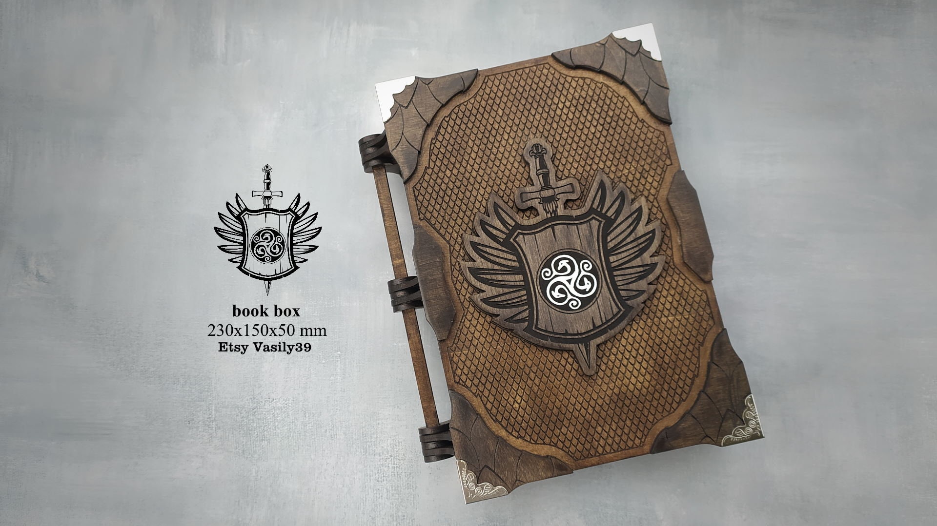 Book box. 3mm, 1/8inch, 4mm, 4.5mm, 5mm, 6mm, 1/4inch. Laser cut files SVG, PDF, CDR Digital product