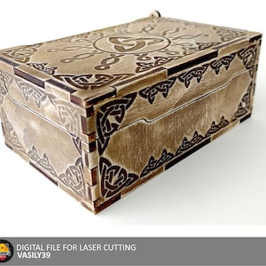 Caja para cartas de tarot de 3mm, 1/8 de pulgada, 4mm con adorno celta. Archivos de corte láser SVG, DXF, CDR Producto digital