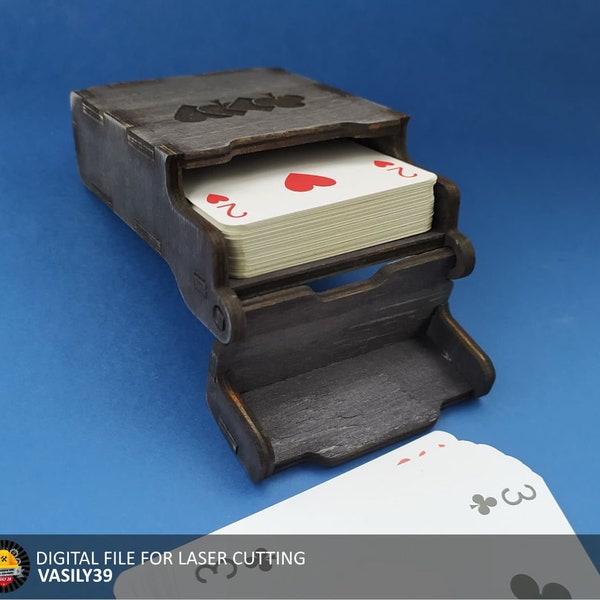 Box für Pokerkarten 3mm, 1/8inch, 4mm, 5mm. Lasergeschnittene Dateien SVG, DXF, CDR Digitales Produkt