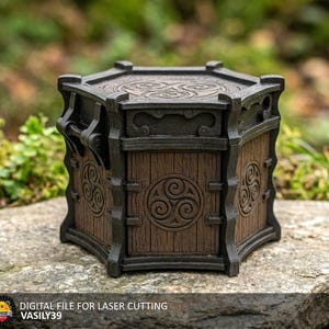 File per taglio laser del Triskelion celtico, Forziere esagonale mitologico SVG (Download digitale)