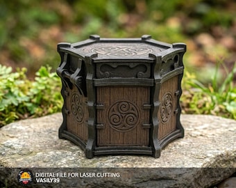 Keltische Triskelion Box lasergesneden bestanden, mythische zeshoek borst SVG (digitale download)
