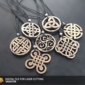 7 Celtic knots pendant. Laser cut files SVG, PDF, CDR Digital product