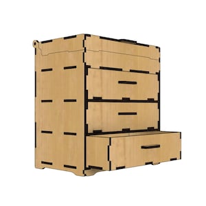 Laser Cut Commode Plan: 3-Drawer Jewelry Box (Digital Product)