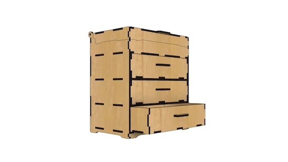 Laser Cut Commode Plan: 3-Drawer Jewelry Box (Digital Product)