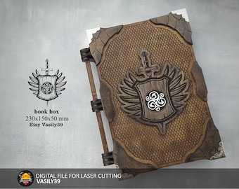 Laser Cut Book Box SVG: CNC Router Files (Digital Product)