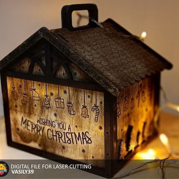 Christmas eve box. Laser cut files SVG, PDF, CDR Digital product