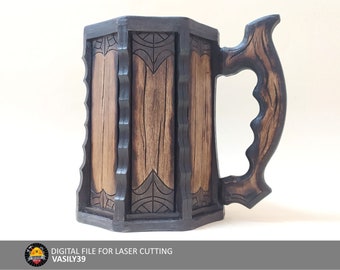 Wooden Mug Laser Cut Files for CNC (svg, pdf, cdr, ai)