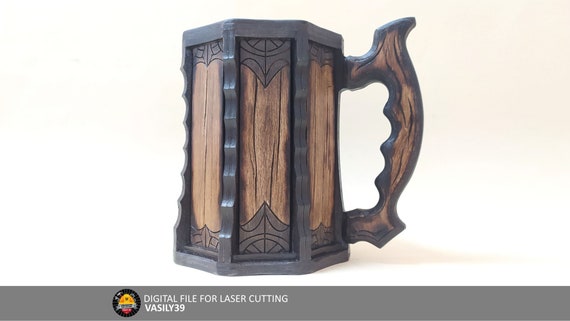 Wooden Mug Laser Cut Files for CNC (svg, pdf, cdr, ai)