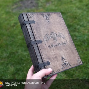 Caja para libros cortada con láser SVG, archivos de madera contrachapada CNC (producto digital)