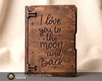 Laser Cut Book Box SVG File: CNC Router Files (Digital Download)