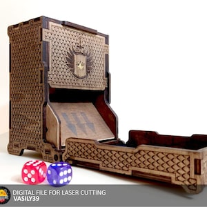 Folding dice tower. 3mm, 1/8inch, 4mm, 4.5mm, 5mm, 6mm. Laser cut files SVG, PDF, CDR Digital product