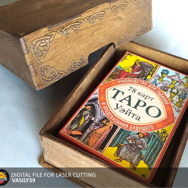 Laser Cut Tarot Card Box SVG, PDF, CDR (Digital Product)