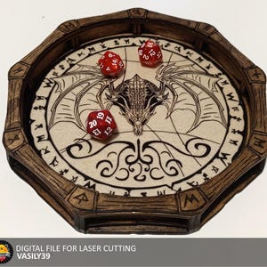 Dice tray 00230. 3mm, 1/8inch, 3.6mm, 3.8mm, 4mm, 4.5mm, 5mm. Laser cut files SVG, PDF, CDR Digital product