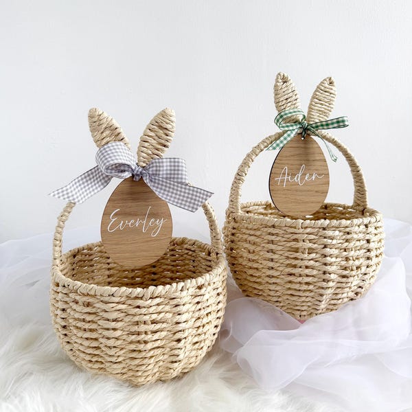 Personalised Bunny Basket. Easter Basket. Easter Egg Hunt. Easter Bucket, Easter Gift. Wicker Bunny Basket. Personalised Easter Basket