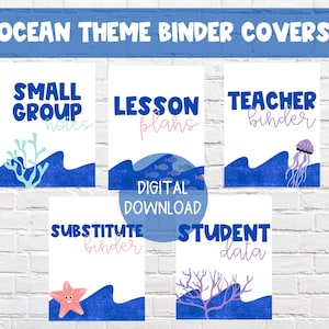 Ocean Theme Binder Covers | Ocean Under The Sea Printable Binder Covers | DIGITAL DOWNLOAD | Teacher Sea Life Binder Printable Classroom