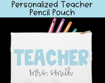 Personalized Teacher Pencil Bag | Custom Pencil Pouch Pencil Case | School Supplies | Teacher Personalized Gifts | Polka dot School Supplies