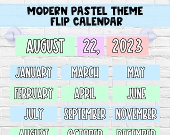 Modern Pastel Theme Classroom Flip Calendar | DIGITAL DOWNLOAD | Printable Classroom Flip Calendar | Pretty Pastel Classroom Decor Calendar