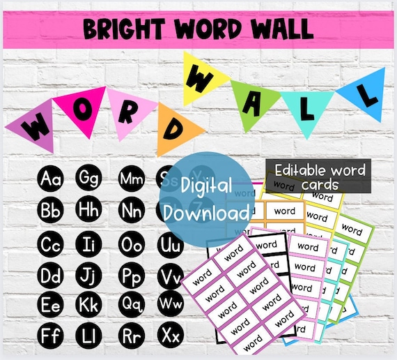 Classroom Brights Word Wall | DIGITAL DOWNLOAD | Bright Color