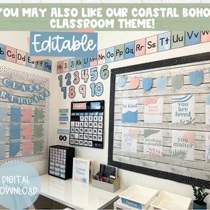 Ocean Theme Classroom BUNDLE Editable on Canva Digital Download Modern Ocean Theme Classroom Coastal Theme 2023 Classroom image 10