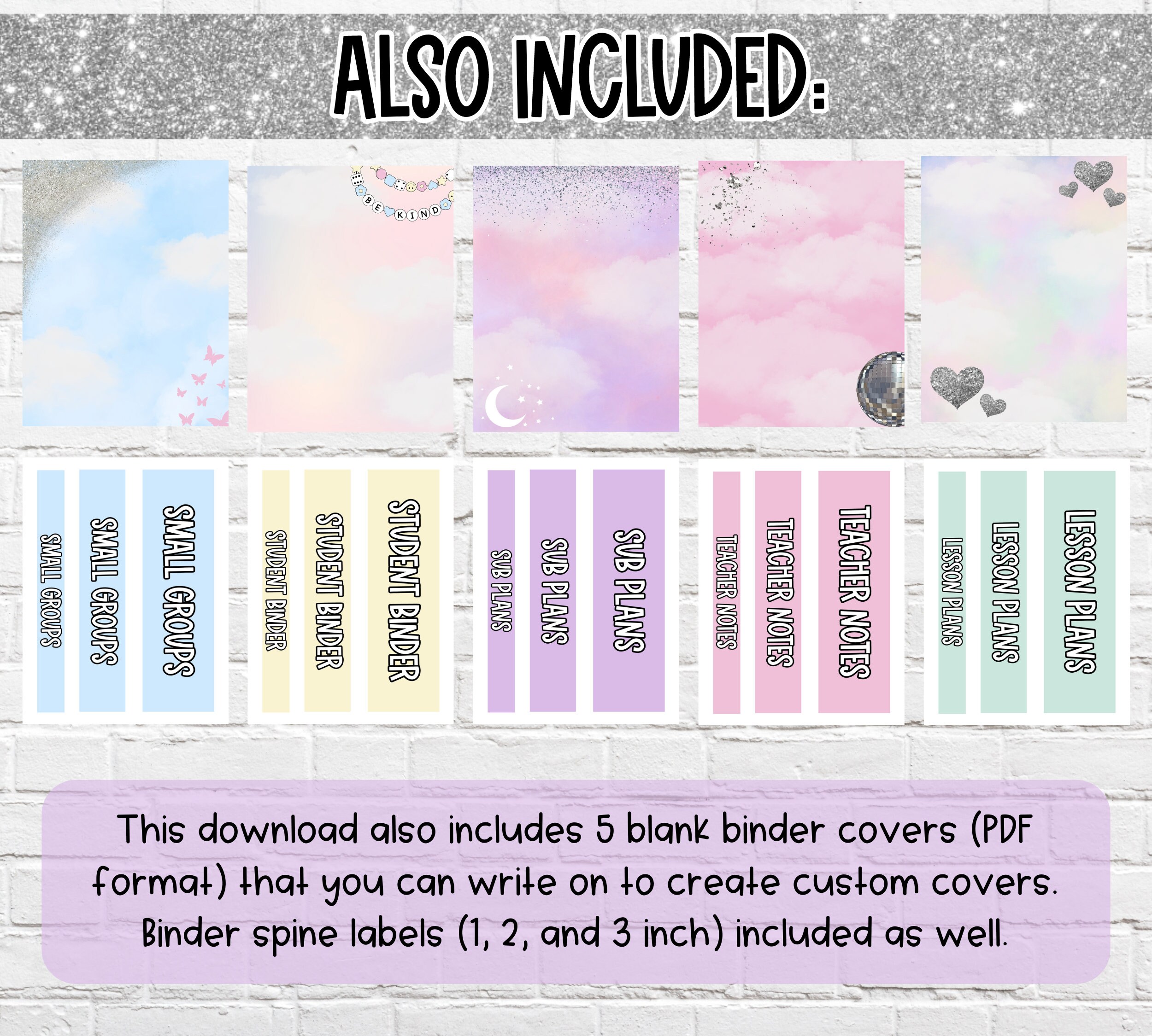 Group Binder Glitter Pop Binder Covers | Printable Binder Covers | DIGITAL DOWNLOAD ...