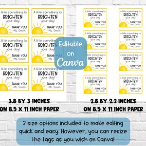 Bright Thank You Tag PRINTABLE Editable on Canva Yellow Theme Snack Teacher Gift Highlighter Gift Tag PTO Gift Tag image 3