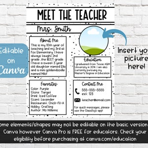 Meet the Teacher Template: Black and White Spotty | Editable on Canva ...