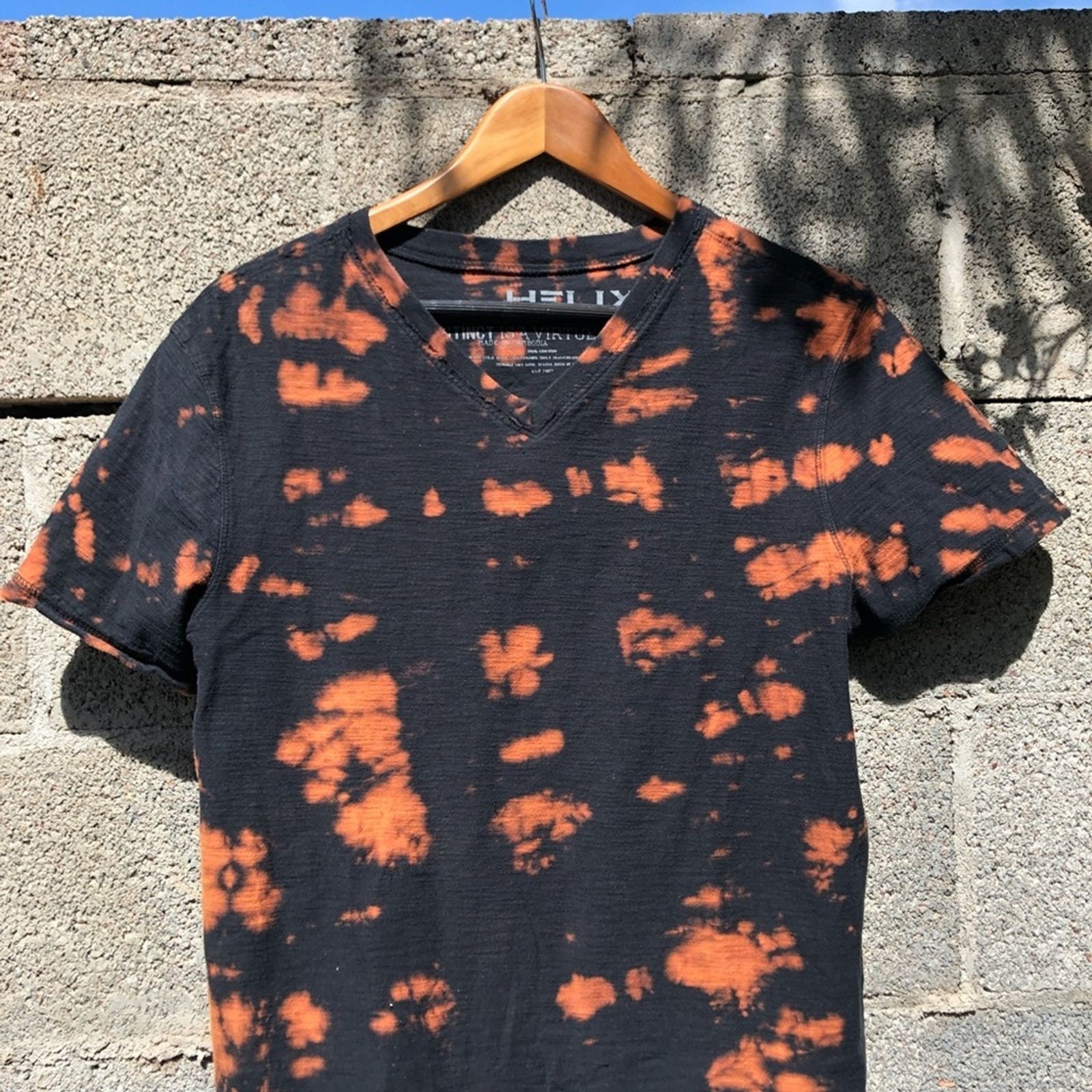 Bleach Tie Dye Basic Black V Neck T Shirt Etsy